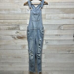 American Eagle Overalls Womens Small Blue Tomgirl Distressed Denim Cottagecore